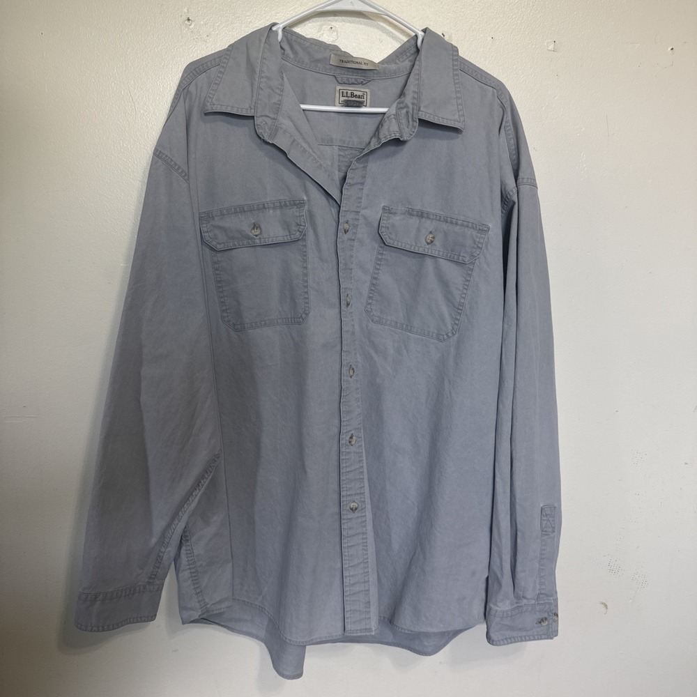 Ll Bean Men's Traditional Fit Cotton Button Up Shirt XXL